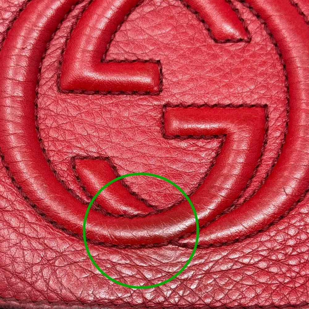 💯 Authentic Gucci Red Soho Small Crossbody Bag with Iconic GG Logo - Picture 9 of 10